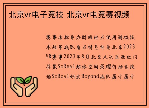 北京vr电子竞技 北京vr电竞赛视频